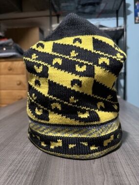 The North Face Vintage Beanie Yellow/gray/blck Good Condition %100 Wool Tobogan